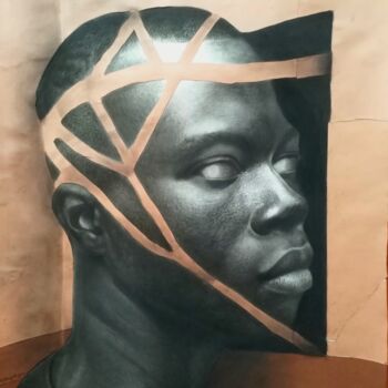 Σχέδιο με τίτλο "Roots" από Chidi Chibueze, Αυθεντικά έργα τέχνης, Κάρβουνο