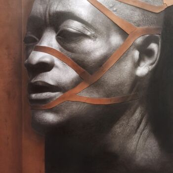 Рисунок под названием "Obsession" - Chidi Chibueze, Подлинное произведение искусства, Древесный уголь