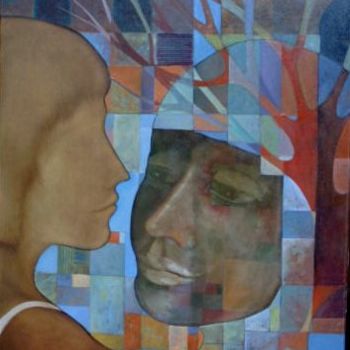 Peinture intitulée "deux visages" par Stephanie Laurent, Œuvre d'art originale