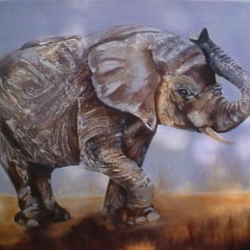 Painting titled "L'ELEPHANT" by Christine Paolini, Original Artwork