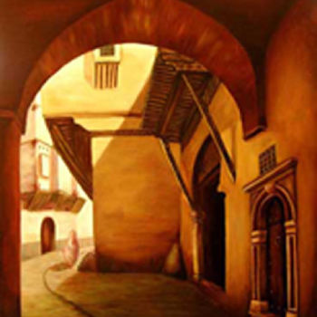 Painting titled "Basse Casbah" by Redha Chikh Bled, Original Artwork
