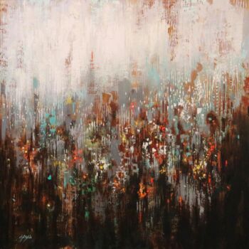 Painting titled "urban Forest 14" by Chin H Shin, Original Artwork, Oil Mounted on Wood Stretcher frame