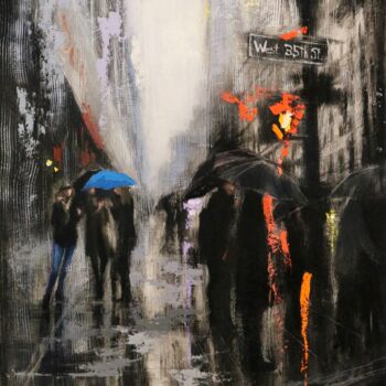 Painting titled "Dark Rainy Day in F…" by Chin H Shin, Original Artwork, Oil Mounted on Wood Stretcher frame