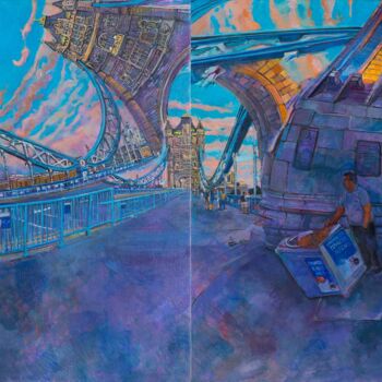Pintura titulada "tower bridge a" por Chin Kong Yee, Obra de arte original, Oleo