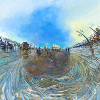 「Flooding in Venice2…」というタイトルのデジタルアーツ Chin Kong Yeeによって, オリジナルのアートワーク, デジタル絵画