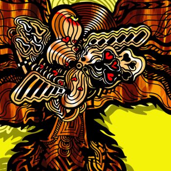 Digitale Kunst mit dem Titel "The Golden Phoenix" von China Alicia Rivera, Original-Kunstwerk, Digitale Malerei
