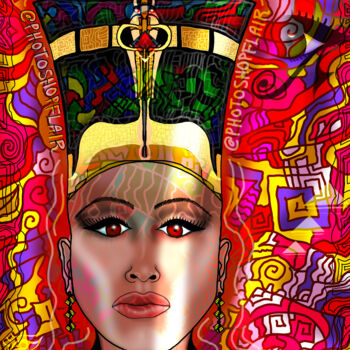 Grafika cyfrowa / sztuka generowana cyfrowo zatytułowany „Nefertiti Lady Of G…” autorstwa China Alicia Rivera, Oryginalna pr…