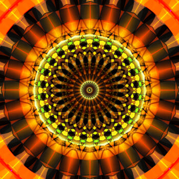 Digitale Kunst getiteld "Bumblebee Mandala" door China Alicia Rivera, Origineel Kunstwerk, 2D Digital Work