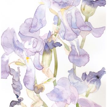 Painting titled "" Iris "" by Chinami Miyata, Original Artwork, Watercolor
