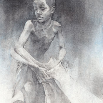 Drawing titled "Boy 02" by Jonathan Bunker, Original Artwork, Graphite