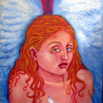 Ζωγραφική με τίτλο "Leonardo's Angel" από Chinmaya Br, Αυθεντικά έργα τέχνης, Λάδι