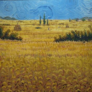 Ζωγραφική με τίτλο "Yellow Fields" από Chinmaya Br, Αυθεντικά έργα τέχνης, Λάδι