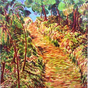 Painting titled "a-path-in-the-woods…" by Chinmaya Br, Original Artwork