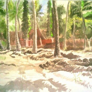 Malerei mit dem Titel "coconut-farm.jpg" von Chinmaya Br, Original-Kunstwerk