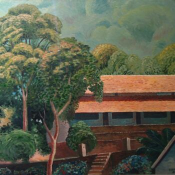 Pintura titulada "hill-top-house-in-c…" por Chinmaya Br, Obra de arte original