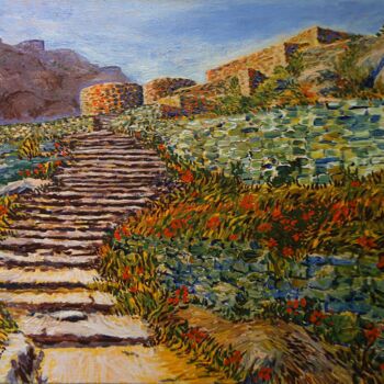 Malarstwo zatytułowany „steps-to-the-castle…” autorstwa Chinmaya Br, Oryginalna praca, Akryl
