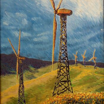 Painting titled "windmills.jpg" by Chinmaya Br, Original Artwork, Oil