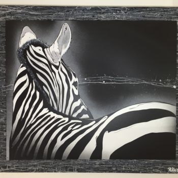 Painting titled "Zebre" by Rem'S, Original Artwork, Acrylic