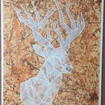 Painting titled "Cerf" by Rem'S, Original Artwork, Acrylic