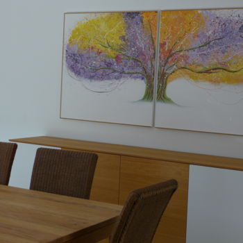 Painting titled "L'arbre" by Rem'S, Original Artwork, Acrylic