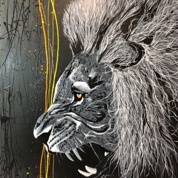 Painting titled "Lion" by Rem'S, Original Artwork, Oil