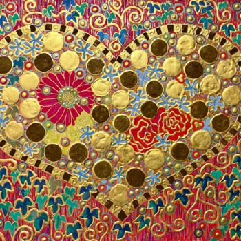 绘画 标题为“Cadeaux Spéciaux” 由Chiori Ohnaka, 原创艺术品, 颜料 安装在木板上