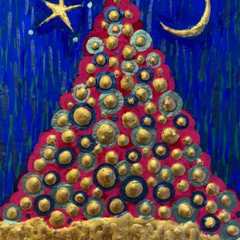 Pintura intitulada "Petit Noël" por Chiori Ohnaka, Obras de arte originais, Pigmentos Montado em Painel de madeira
