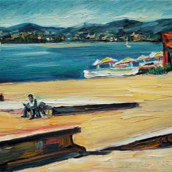 Pittura intitolato "Fréjus plage , l'ho…" da Atelier   N N  : Original Art Prints By , Opera d'arte originale, Olio