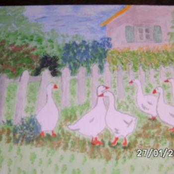 Peinture intitulée "a la ferme" par Nathy, Œuvre d'art originale