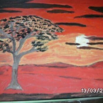 Peinture intitulée "nuit orangee" par Nathy, Œuvre d'art originale