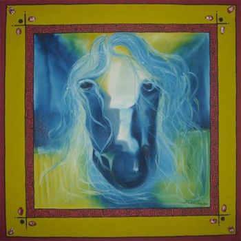 Pintura intitulada "Blue Horse" por Sheru, Obras de arte originais, Óleo