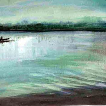 Картина под названием "River" - Anita Sanyal, Подлинное произведение искусства, Масло