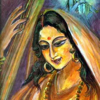 Pintura intitulada "Meera Bai" por Anita Sanyal, Obras de arte originais