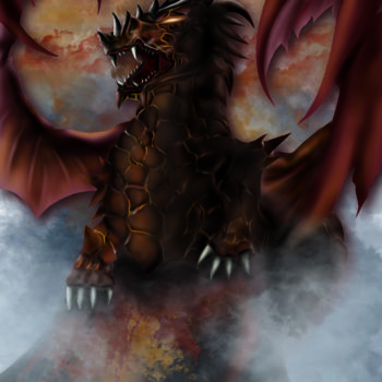 Arts numériques intitulée "Dragon de Terre" par Chloé A., Œuvre d'art originale, Peinture numérique