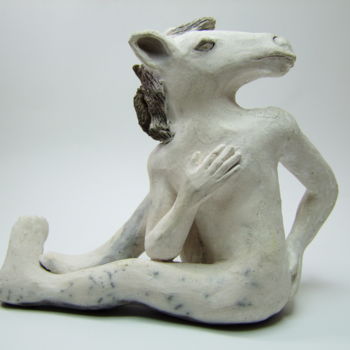 Sculpture titled "Cheval yogique" by Chloé Bercovici, Original Artwork, Ceramics