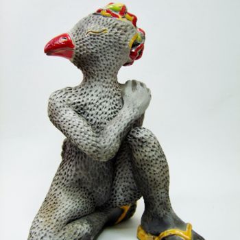 Sculptuur getiteld "huppe aux  tongs" door Chloé Bercovici, Origineel Kunstwerk, Keramiek