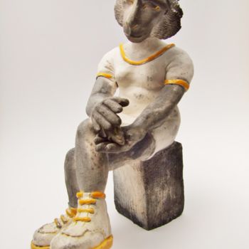 Sculpture titled "Douceur animale" by Chloé Bercovici, Original Artwork, Ceramics