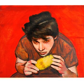 Картина под названием "Corn" - Chloé Kaemmerer, Подлинное произведение искусства, Масло Установлен на Деревянная панель