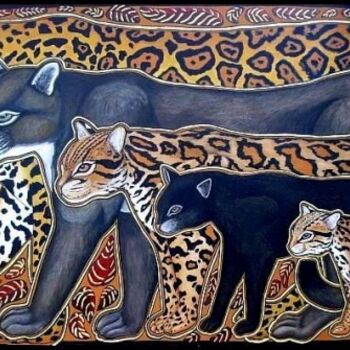 Painting titled "Wild cats from Cost…" by Chloe Yzoard, Original Artwork, Oil