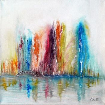 Schilderij getiteld "Reflets d'été" door Christine Longo, Origineel Kunstwerk, Olie