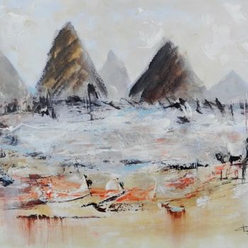 Malerei mit dem Titel "La baie d'Halong" von Christine Longo, Original-Kunstwerk, Öl