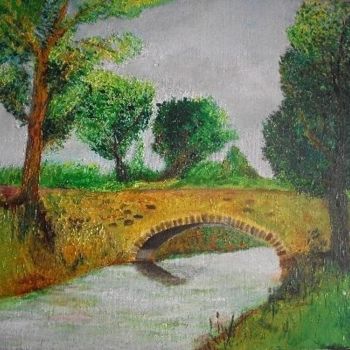 Картина под названием "petit pont de campa…" - Choiseul, Подлинное произведение искусства, Масло