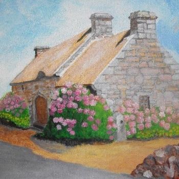 Painting titled "maison bretonne aux…" by Choiseul, Original Artwork, Oil