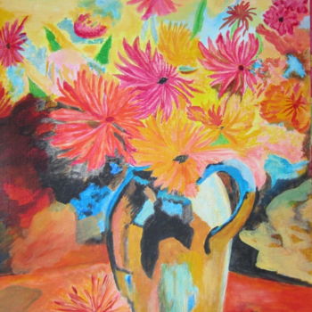 Malerei mit dem Titel "pot de fleurs" von Choiseul, Original-Kunstwerk, Acryl