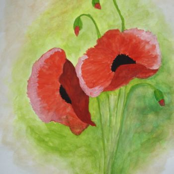 Painting titled "coquelicots" by Choiseul, Original Artwork, Oil