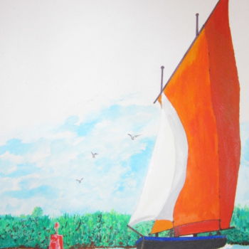 Картина под названием "bateau départ a la…" - Choiseul, Подлинное произведение искусства, Другой
