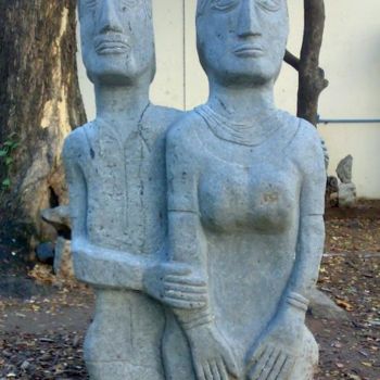 Sculpture titled "LOVERS" by Karoonamoorthy N, Original Artwork, Stone