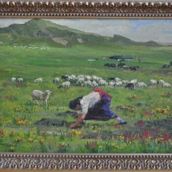 Schilderij getiteld "The Herders: origin…" door Chong En Cao, Origineel Kunstwerk, Olie