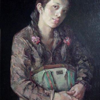 Painting titled "Lady in Waiting, or…" by Chong En Cao, Original Artwork, Oil