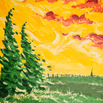 Painting titled "Field of Grace" by Chong, Original Artwork, Acrylic Mounted on Wood Stretcher frame